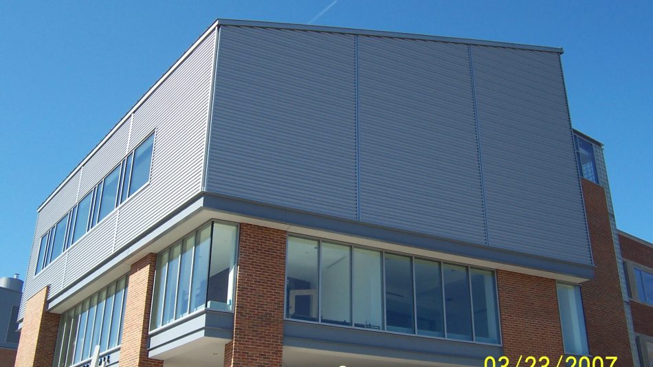 Metal walls on Kingsbury Hall